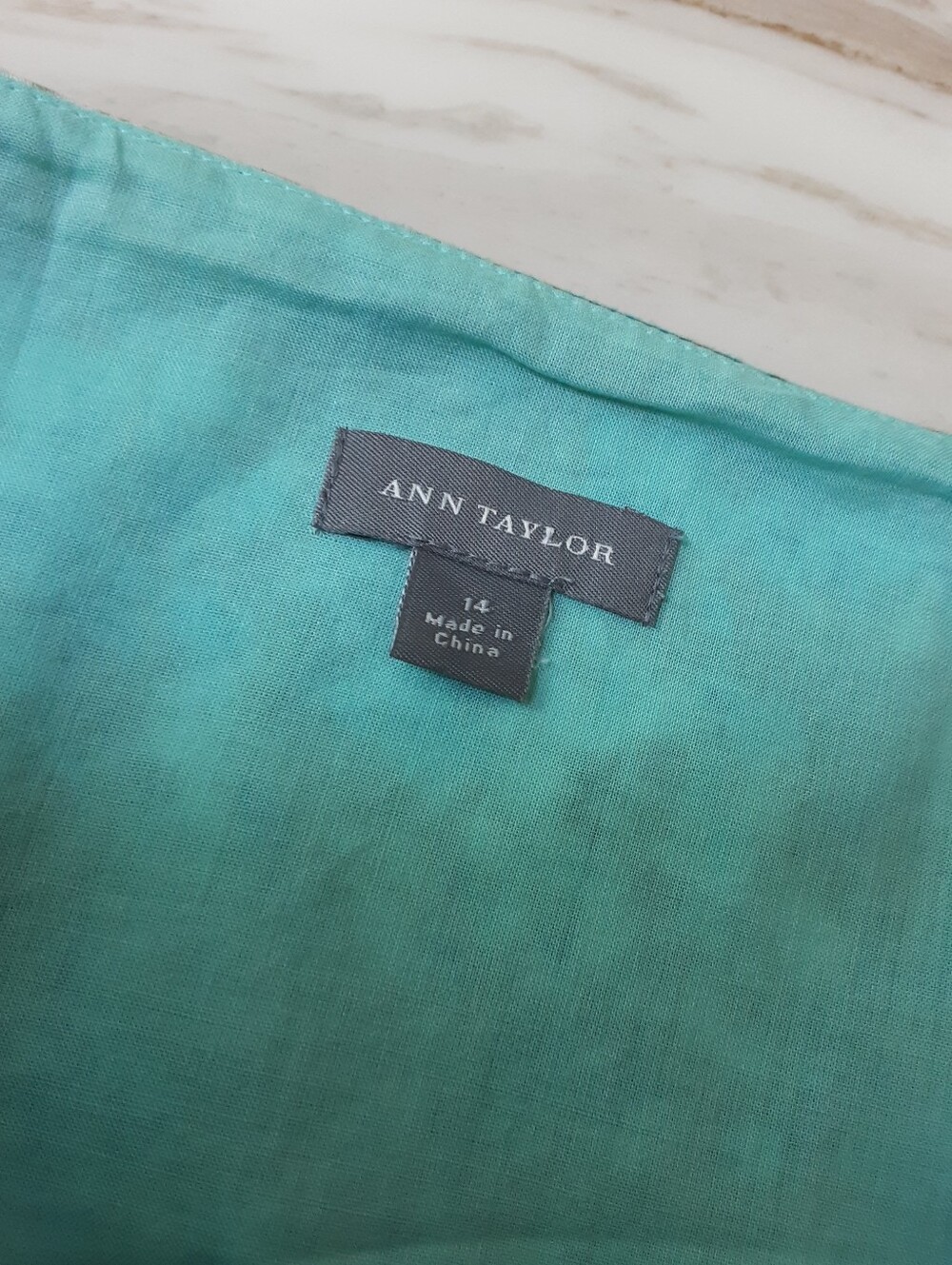 ANN TAYLOR 100% Cotton Emerald Green Floral Fit | Flare Box Pleat Dress Sz 14 - Picture 10 of 10